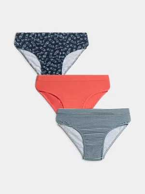 Exact Boys' 3-Pack Skater Print Briefs - Blue/Red