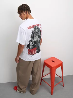 Redbat Men's Balaclava Hood Graphic White T-Shirt