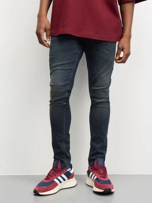 Redbat Men's Blue/Black Super Skinny Jeans