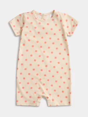 Jet Baby Girls Cream Floral All-Over Print Romper