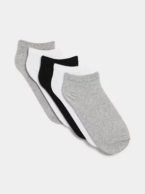 Exact Women's Grey & White 5-Pack Trainer Socks