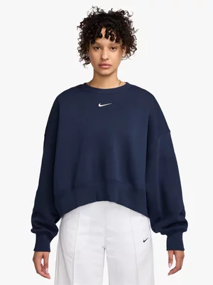 Nike Women's Phoenix Fleece Oversized Crew-neck Navy Sweatshirt
