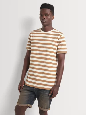 Markham Men's Horizontal Stripe Camel/Milk T-Shirt