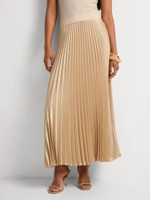 Jacquard Pleated Satin Skirt