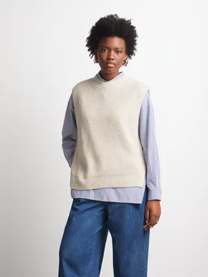 Women's Canvas Side Split Knitwear Vest