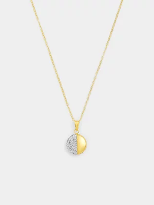 Yellow Gold & Sterling Silver Crystal Pavé Round Pendant