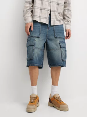 The FIX Men's Medium Wash Baggy Denim Shorts