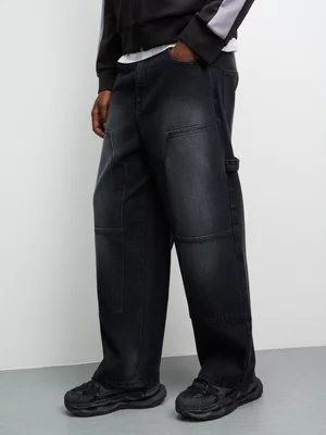 The FIX Men's Black Wash Baggy Carpenter Jeans