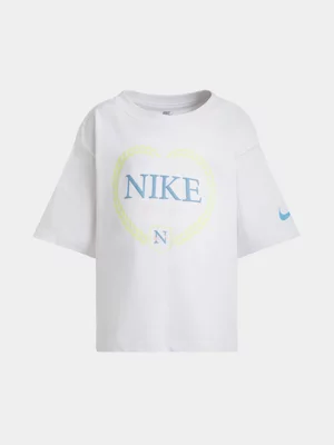 Nike Girls Kids Game Boxy White T-Shirt