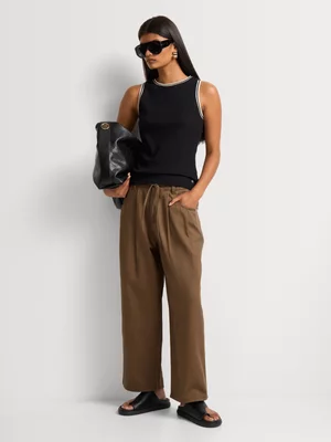 FF Denim Pleated Baggy Barrel Leg Jeans