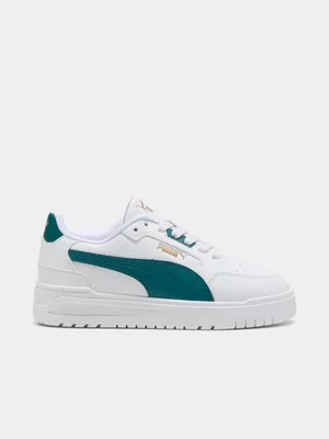 Junior Puma Shuffle Downtown Lo White/Teal Green Sneaker