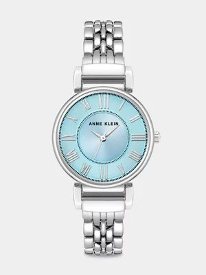 Anne Klein Light Blue Dial Silver Plated Bracelet Watch