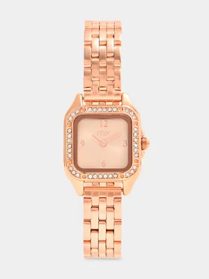 MX Rose Plated Blush Dial Square Bracelet Watch 