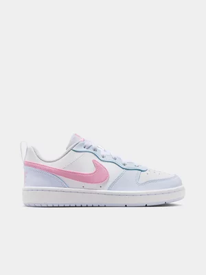 Nike Junior Grade-School Court Borough White/Blue/Pink Low Sneakers 
