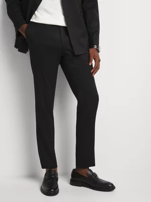 Markham Men's Skinny Fit Matt/Shine Houndstooth Black Suit Trouser