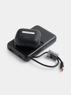 Tempo Pulse Black TWS Earphones & Black Power Bank Gift Set 