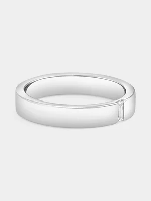 Sterling Silver Lab Grown Diamond Skinny Baguette Flush Ring 