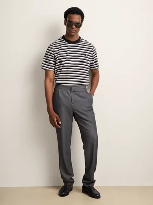 Fabiani Men's Black/White Stripe Textured Fashion T-Shirt