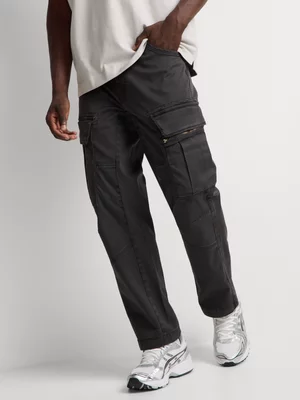 Relay Jeans Men's Staight Fit Zip Pocket Charcoal Cargo  Pants