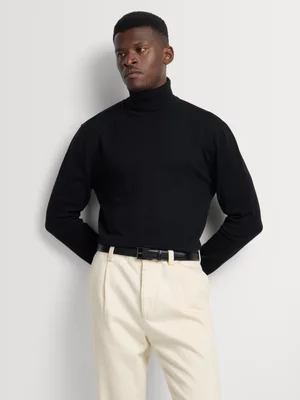 Markham Men's Regular Fit Black Knitwear Poloneck