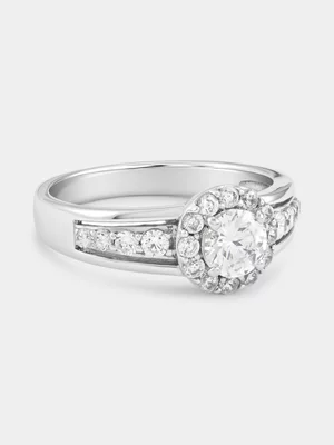 Cheté Sterling Silver Cubic Zirconia Round Halo Ring