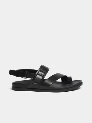 Markham Men's Toe Post Black Gladiator Sandal