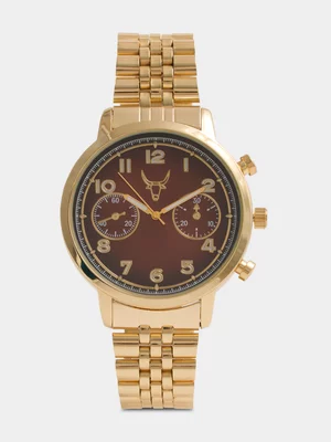 Exact Men's Gold Metal Link Watch
