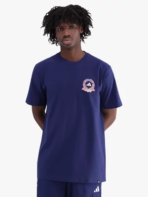 adidas Mens 90s Nostalgia City Graphic Dark Blue Tee