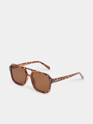 Women's Canvas Aviator Sunglasses Tortoiseshell