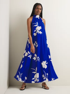 Women's Iconography Tie Back Funnel Neck Maxi Dress