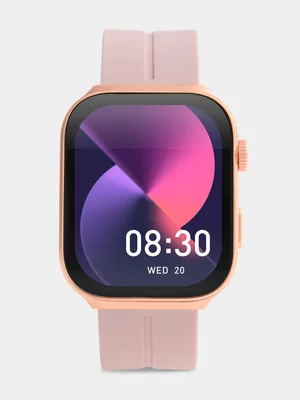Tempo Pulse GPS Hydra Rose Plated Square Blush Silicone Smart Watch 