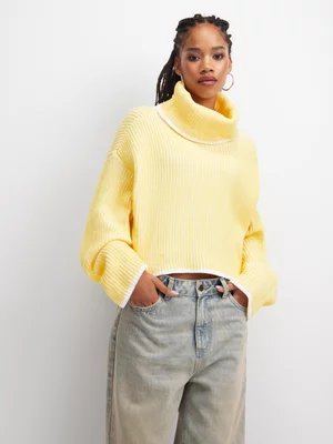 The FIX Women's Yellow Cowl Neck Jumper 