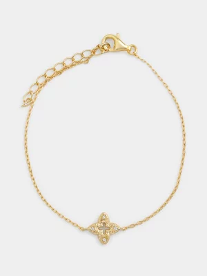 Yellow Gold Vermeil Lab Grown Diamond Clover Cut-Out Bracelet