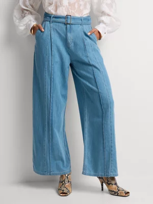 Luella Denim Wide Leg Belt Tie Jeans
