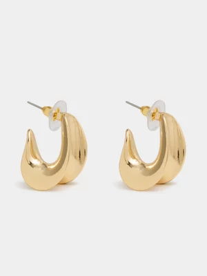 Smooth Dropped Hoops Earrings