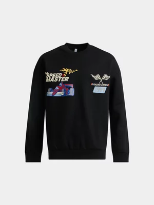 Exact Younger Boy's Black Graphic Print Sweat Top