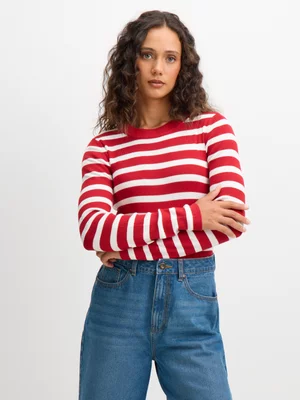 Exact Women's Red & White Striped Knit Jersey 