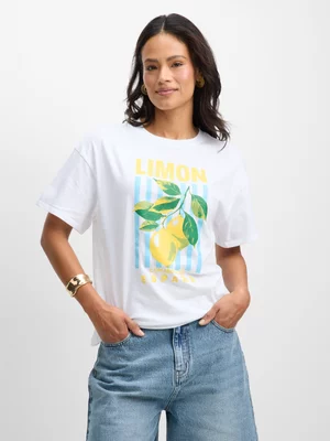 Exact Women's White Graphic Print T-Shirt
