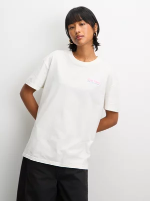 Vans Women's Flower Chello Oversized Marshmallow White T-shirt