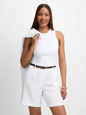 Exact Women's White Structured Shorts