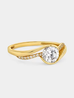 Yellow Gold Cubic Zirconia Embrace Ring 