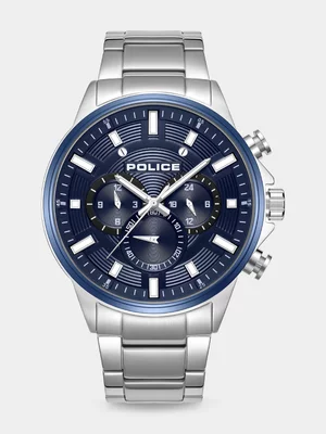 Police Kismet Blue Dial Stainless Steel Multi Dial Bracelet Watch