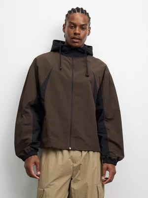 The FIX Men's Brown Taslon Colourblock Sport Jacket