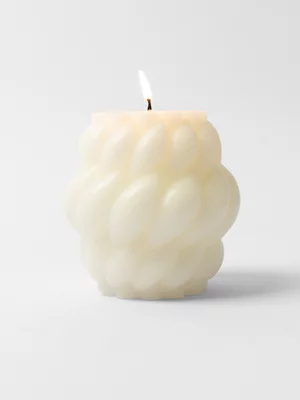 Woven Shaped Candle Beige 10.2 x 10cm