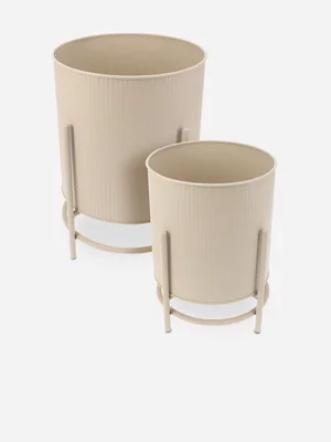 H & S Collection Flowerpots On Stands Sand