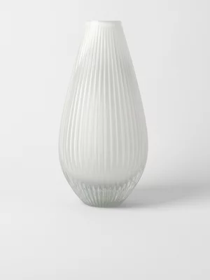 Vase Fluted Belly White Glass
