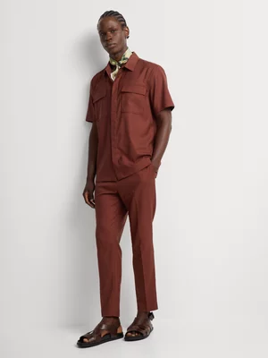 Markham Men's Smart Slim Fit Tapered Rust Trouser