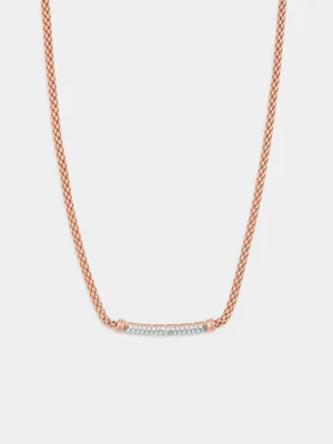 Rose Gold Vermeil Cubic Zirconia Bar Popcorn Necklet
