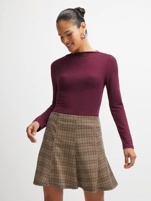 Exact Women's Brown Check Mini Skirt 
