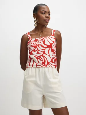 Jet Women’s Red Floral Crop Sleeveless Top